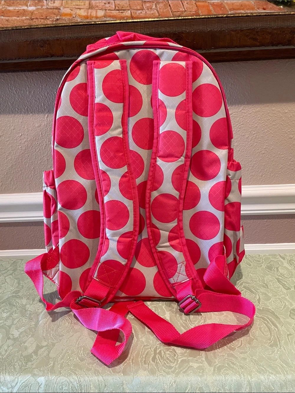 Thirty-One Her Deluxe Backpack Mod Coral Pink Polka Dot